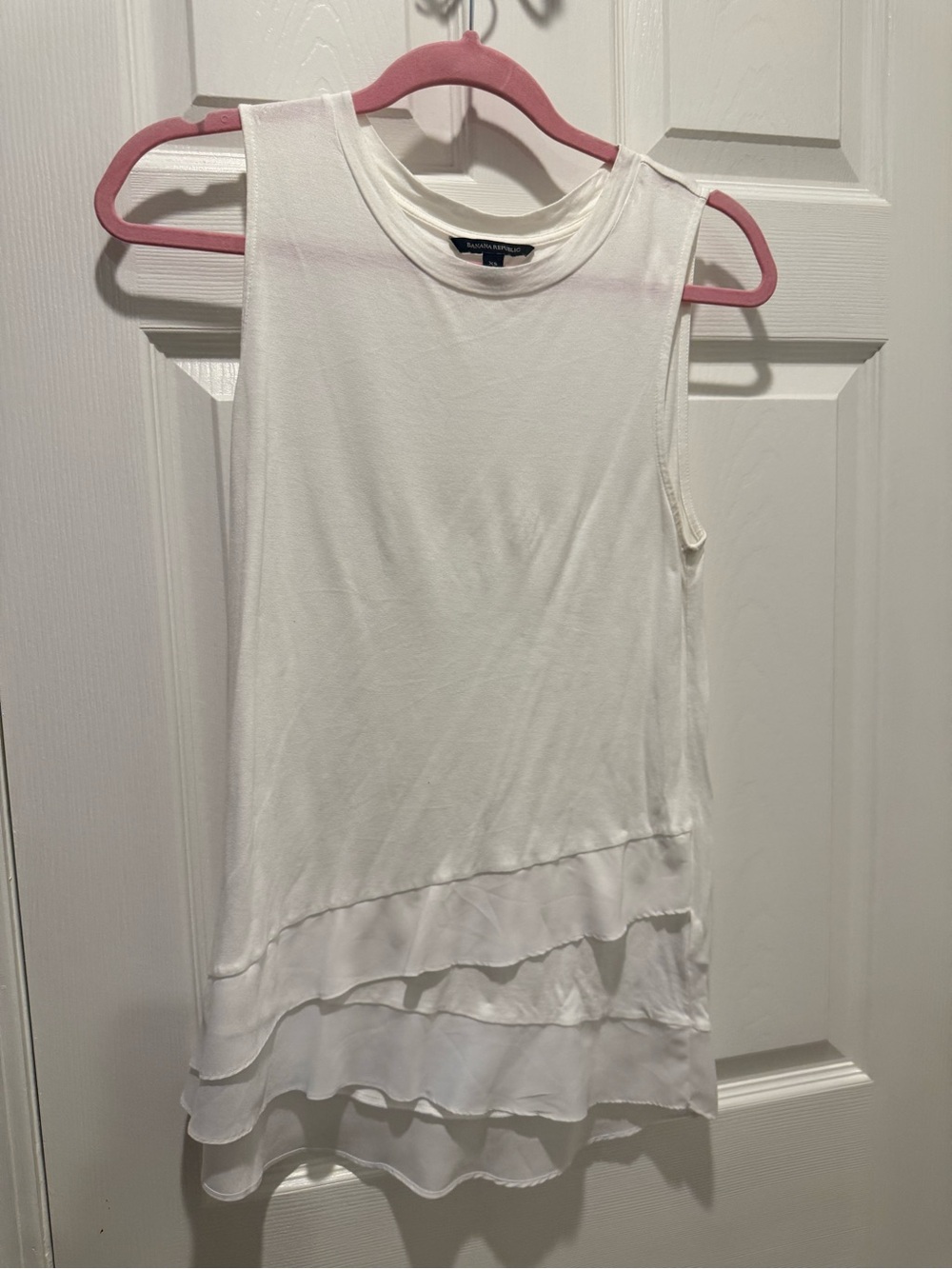 Banana Republic White Layered Hem Sleeveless Camisole